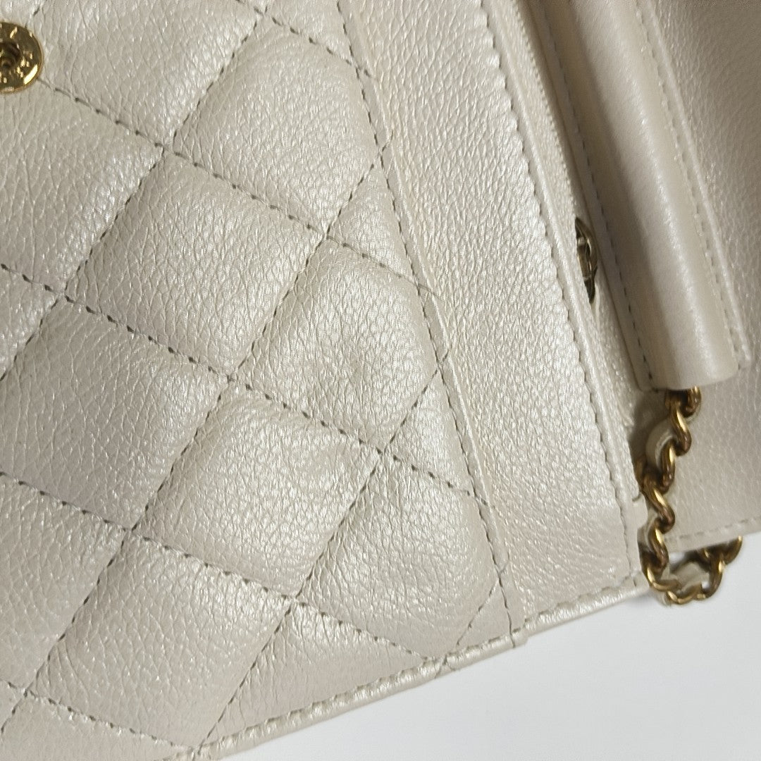 BOY CHANEL Mini Quilted Calfskin Beige