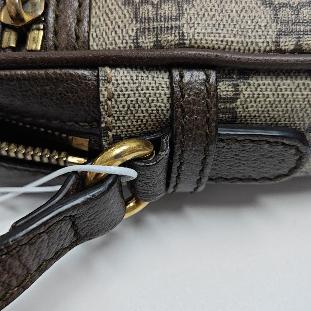 Coated Canvas Crossbody Bag Beige
