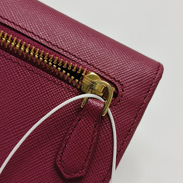 Fold Wallet Saffiano Calfskin Red Wallet
