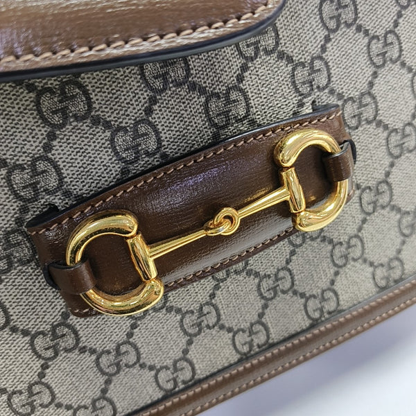 Horsebit 1955 Medium Monogram Coated Canvas Beige