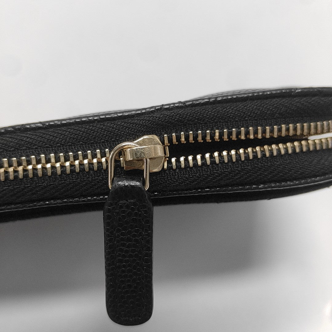 Quilted Grained Calfskin Wallet Black