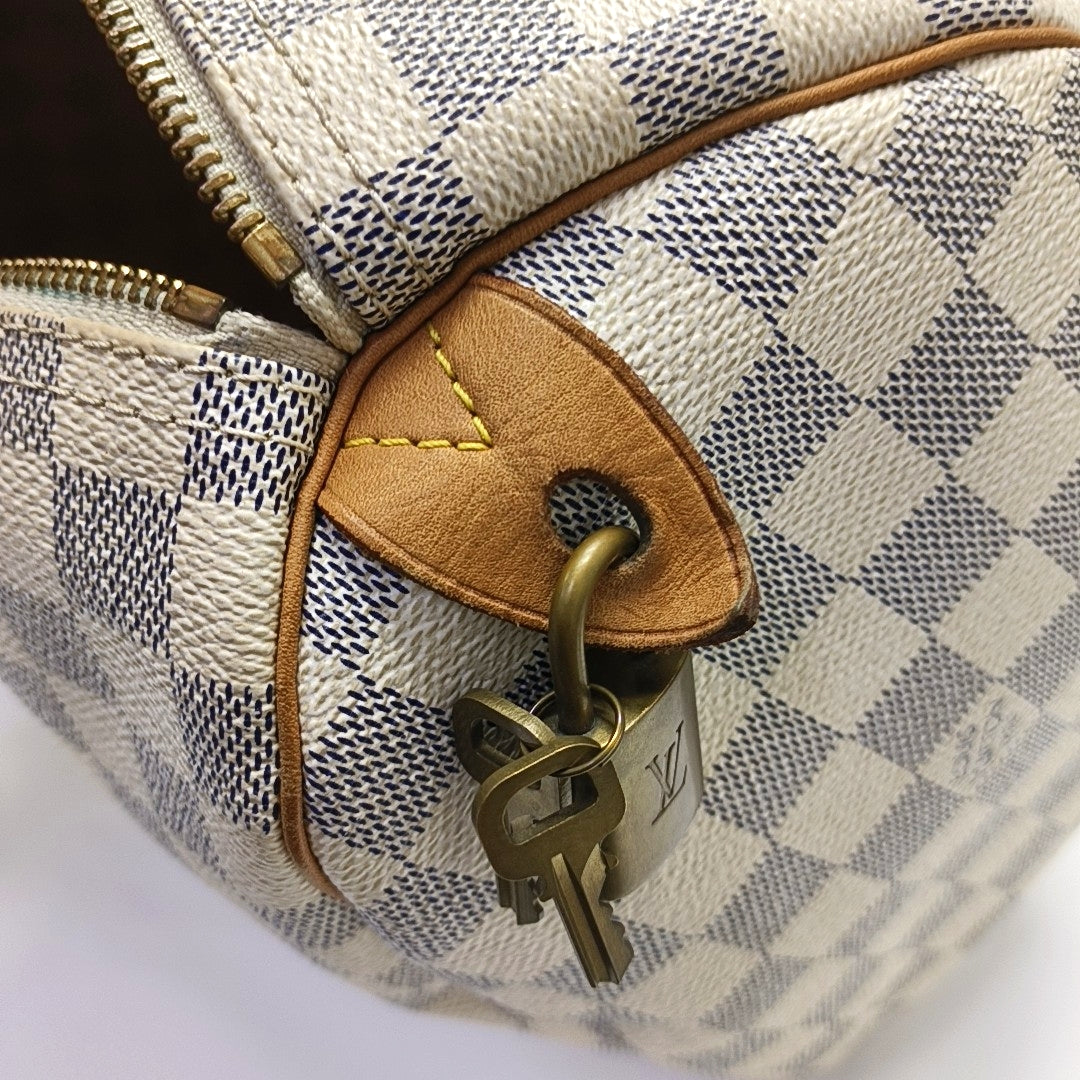 SPEEDY 30 Damier Azur Coated Canvas White