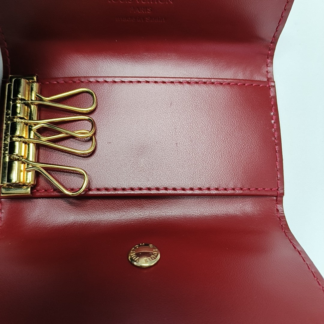 Monogram Patent Leather Key Pouch Red