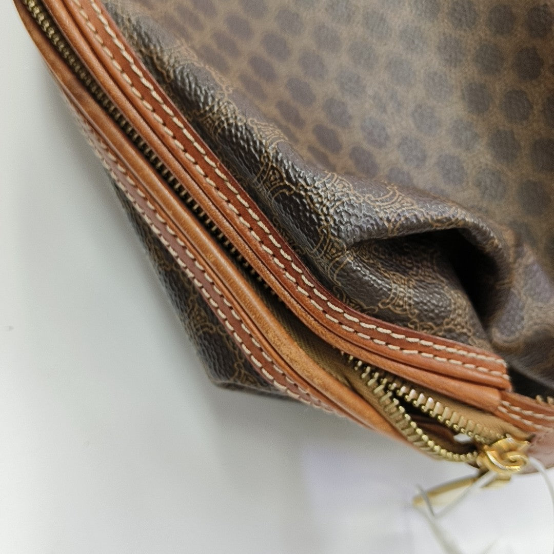 Coated Canvas Clutch Brown