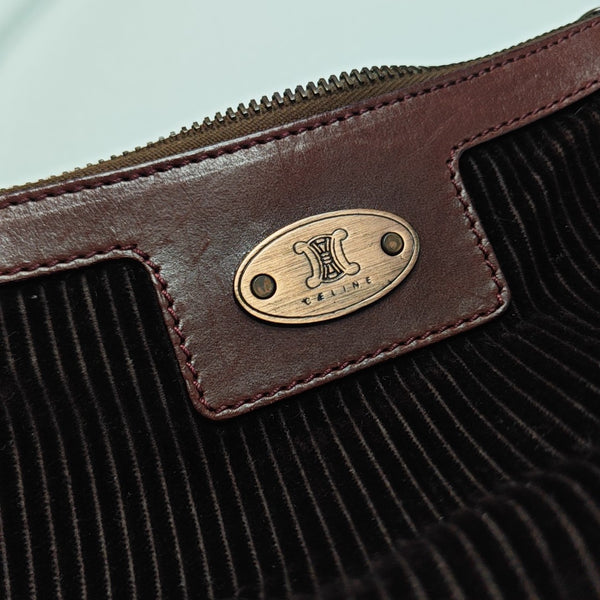 Quilted Corduroy Shoulder Bag Brown