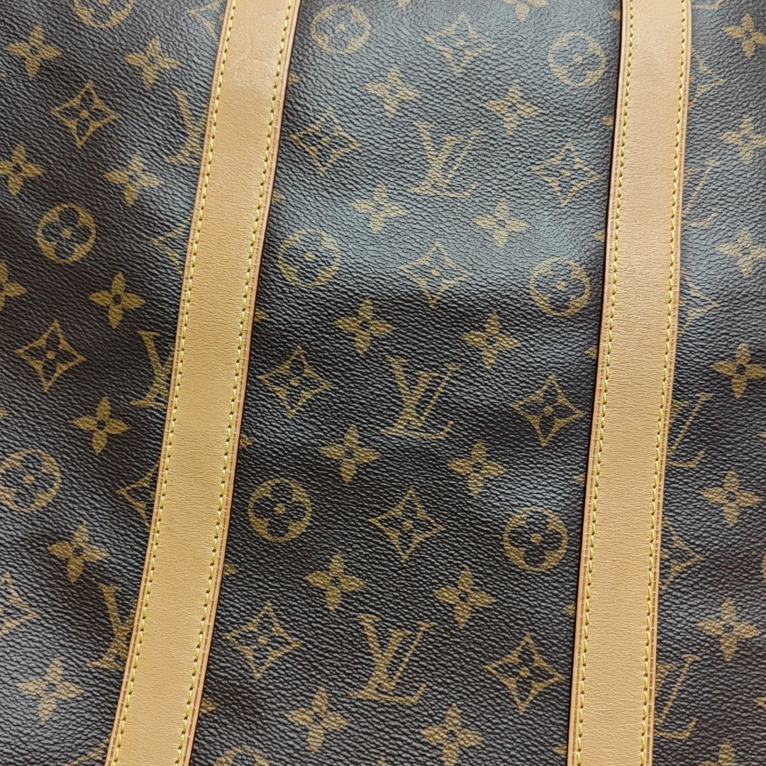 KEEPALL 55 Monogram Coated Canvas Brown