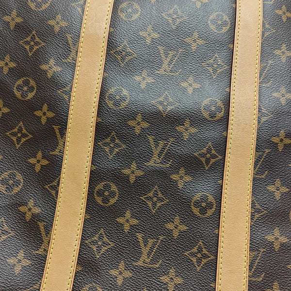KEEPALL 55 Monogram Coated Canvas Brown