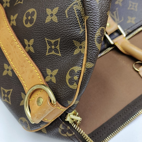KEEPALL 50 Monogram Coated Canvas Brown