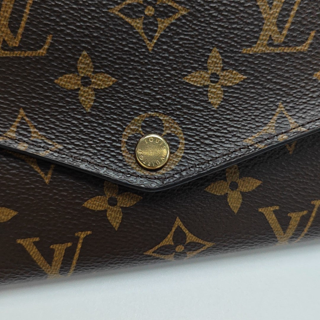 SARAH Monogram Coated Canvas Brown Wallet