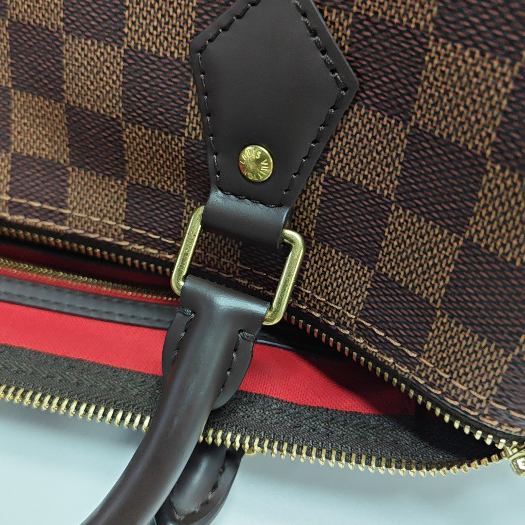 Authenticated pre-owned  SPEEDY 30 Damier Ebene Coated Canvas Brown - Top Handle Bag at Looply