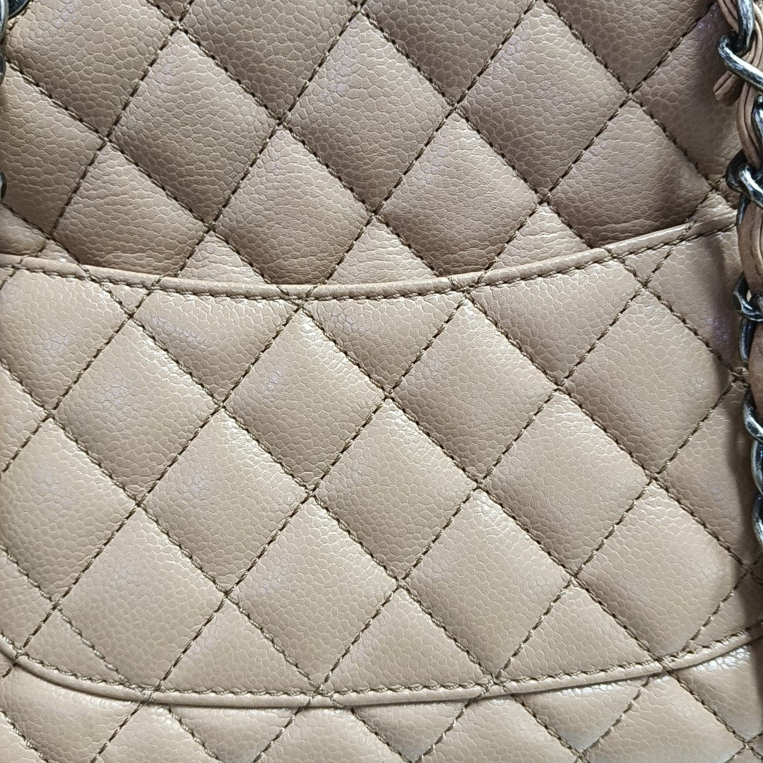 SHIVA Quilted Grained Calfskin Beige