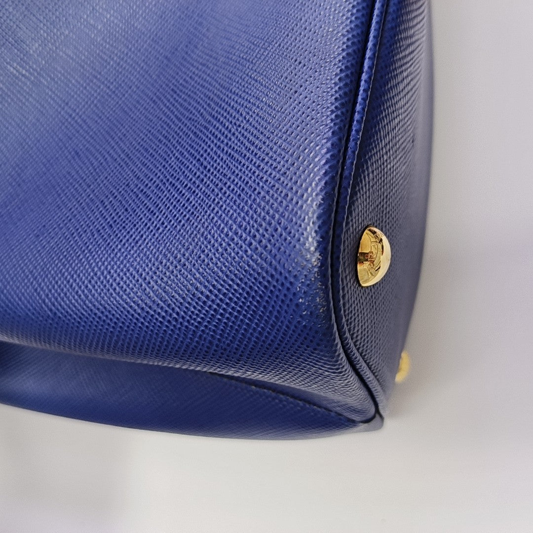 Double Medium Saffiano Calfskin Blue