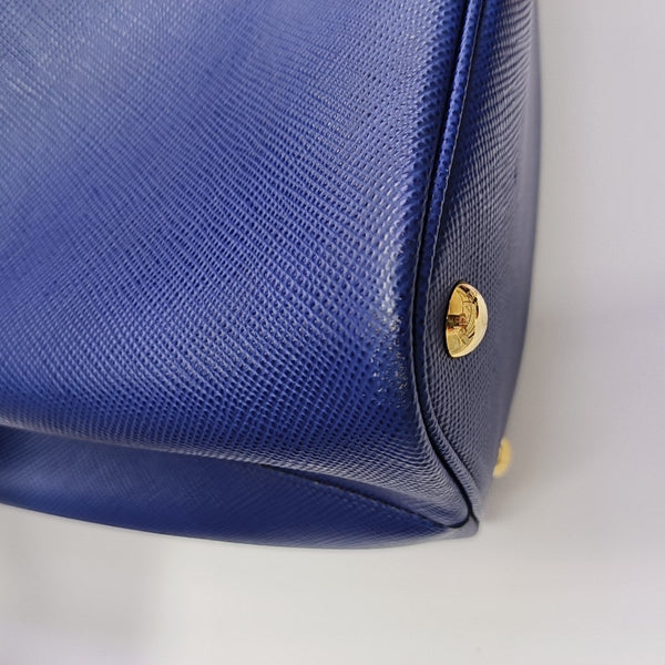 Double Medium Saffiano Calfskin Blue