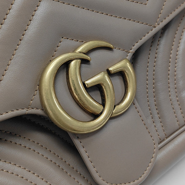 GG Marmont Medium Quilted Calfskin Gray