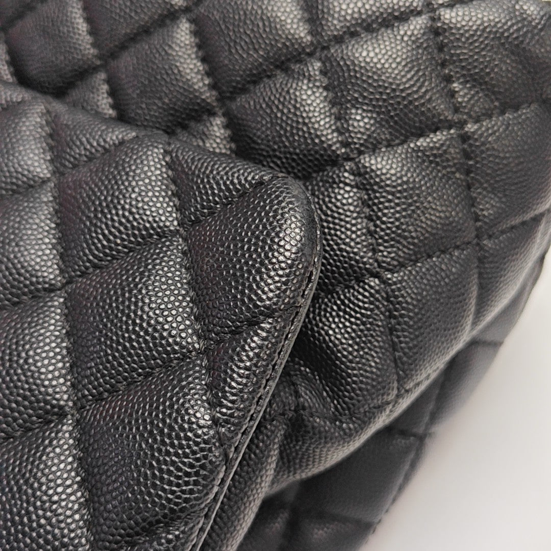 COCO HANDLE Large Quilted Grained Calfskin Black