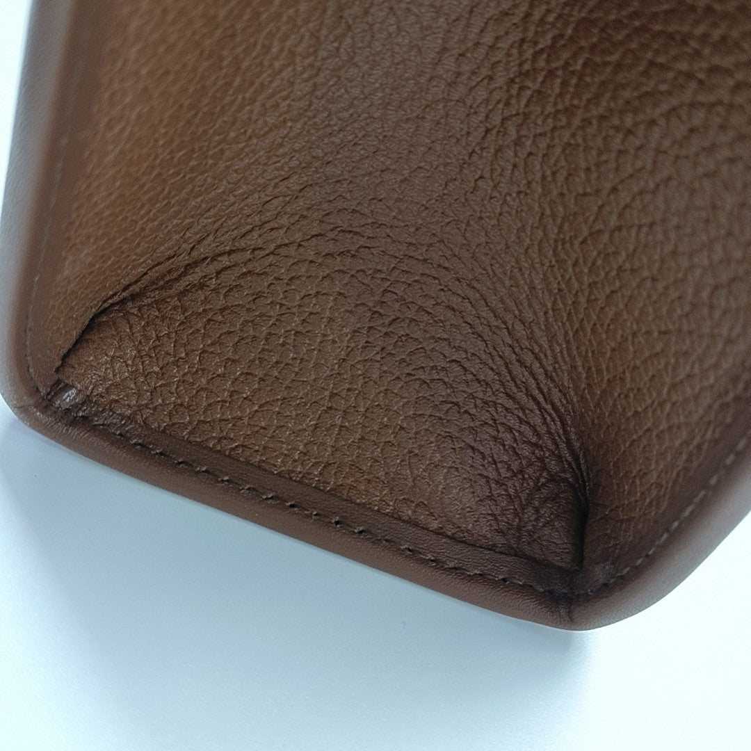Calfskin Top Handle Bag Brown