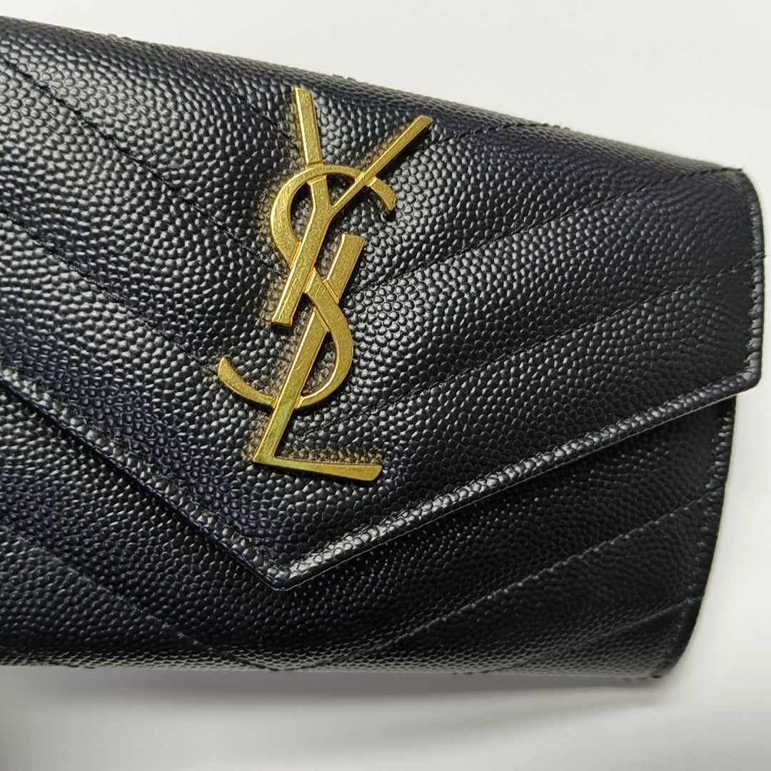 MONOGRAM Small Chevron Calfskin Black Wallet