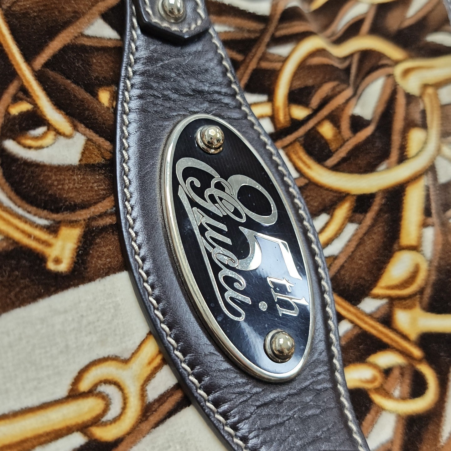 Fabric Top Handle Bag Brown