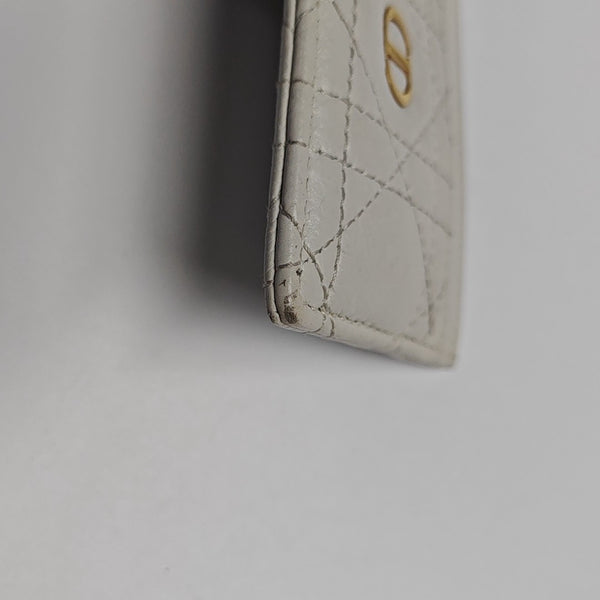Lady Dior Cannage Calfskin White Card Holder