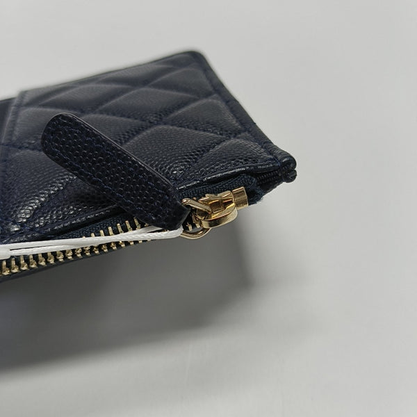 Quilted Grained Calfskin Wallet Blue
