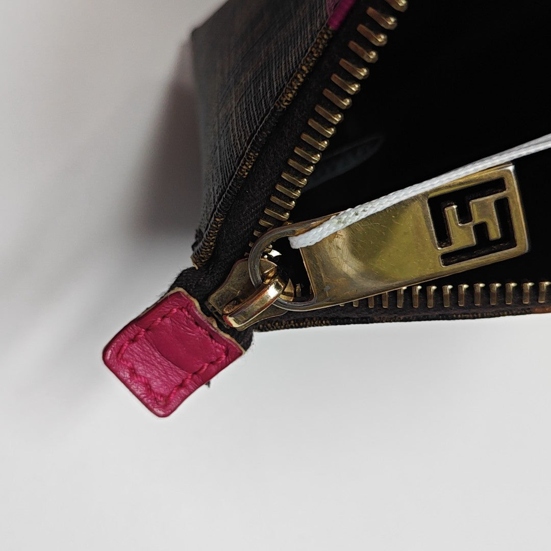 Coated Canvas Clutch Brown