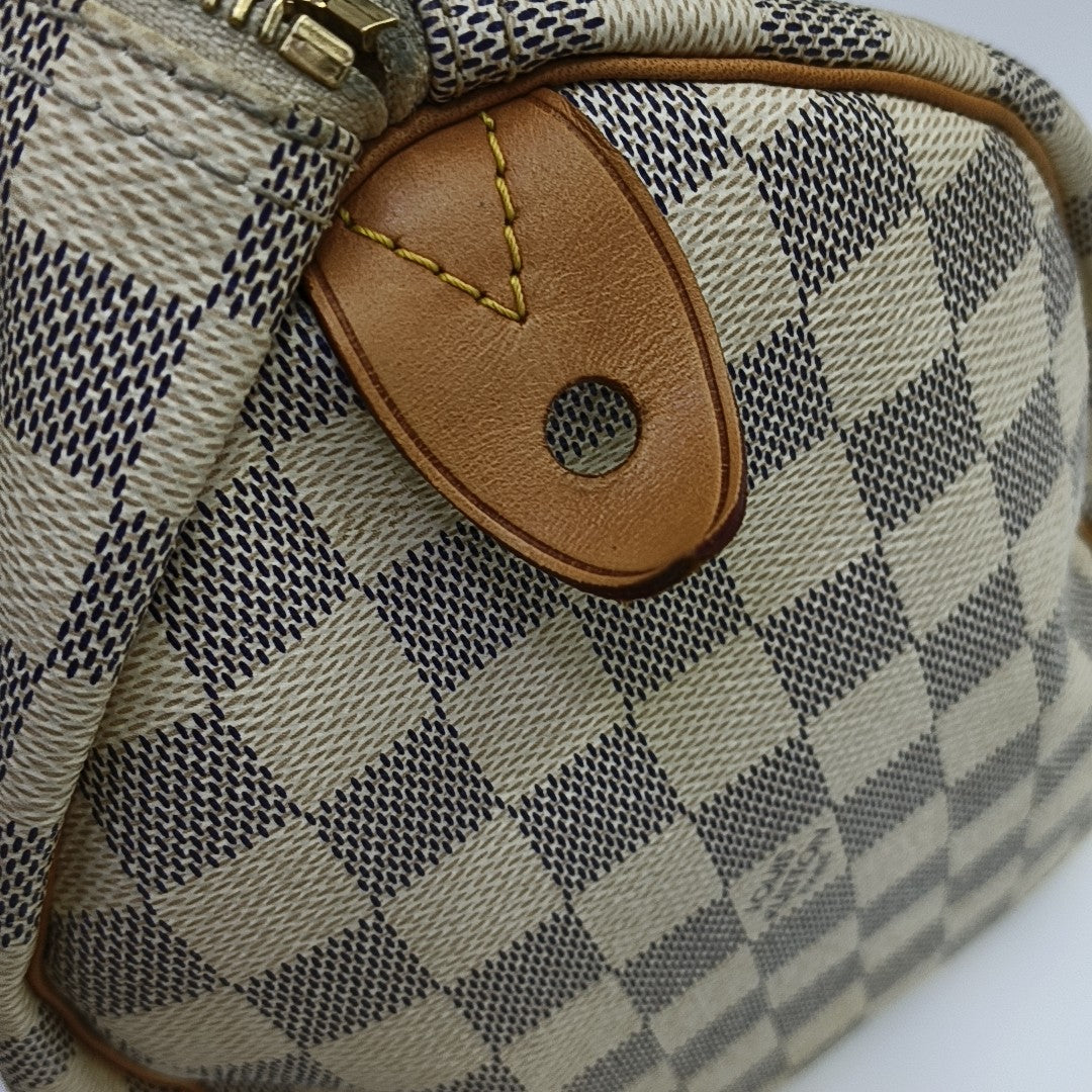 SPEEDY 30 Damier Azur Coated Canvas White