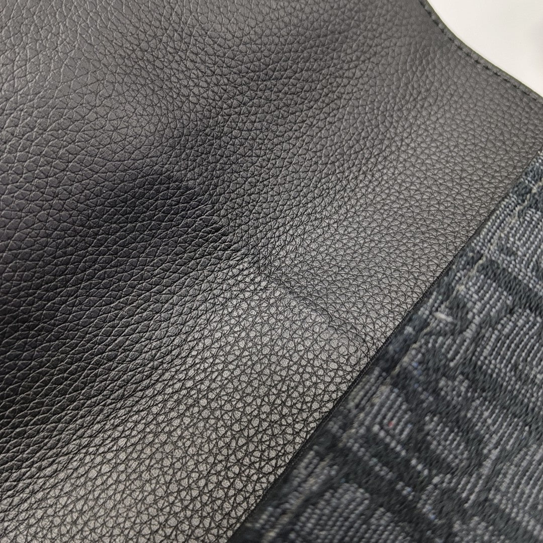 Saddle Mini Oblique Calfskin Black