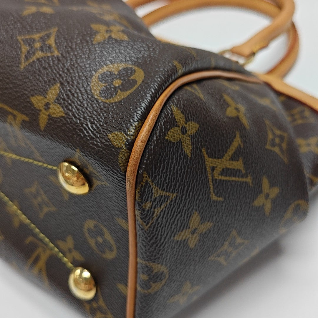 Monogram Coated Canvas Top Handle Bag Brown