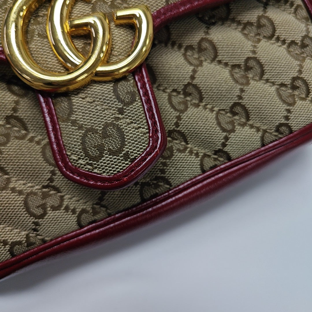 GG Marmont Small Quilted Canvas Brown