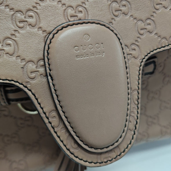 Emily Chain Monogram Calfskin Beige