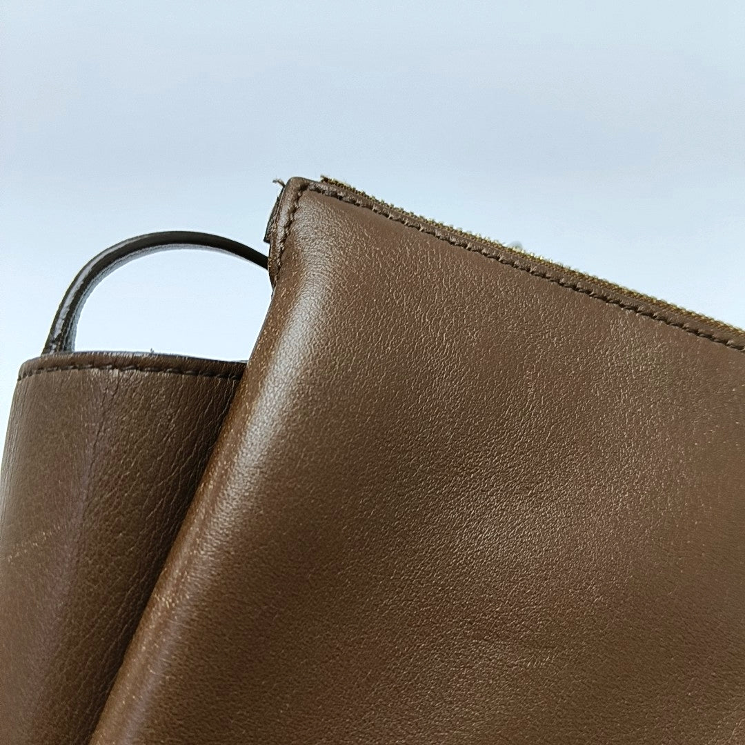 TRI FOLD Calfskin Brown