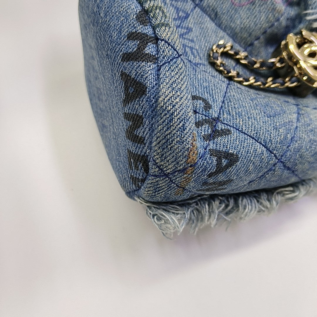 DRAWSTRING Mini Quilted Denim Blue