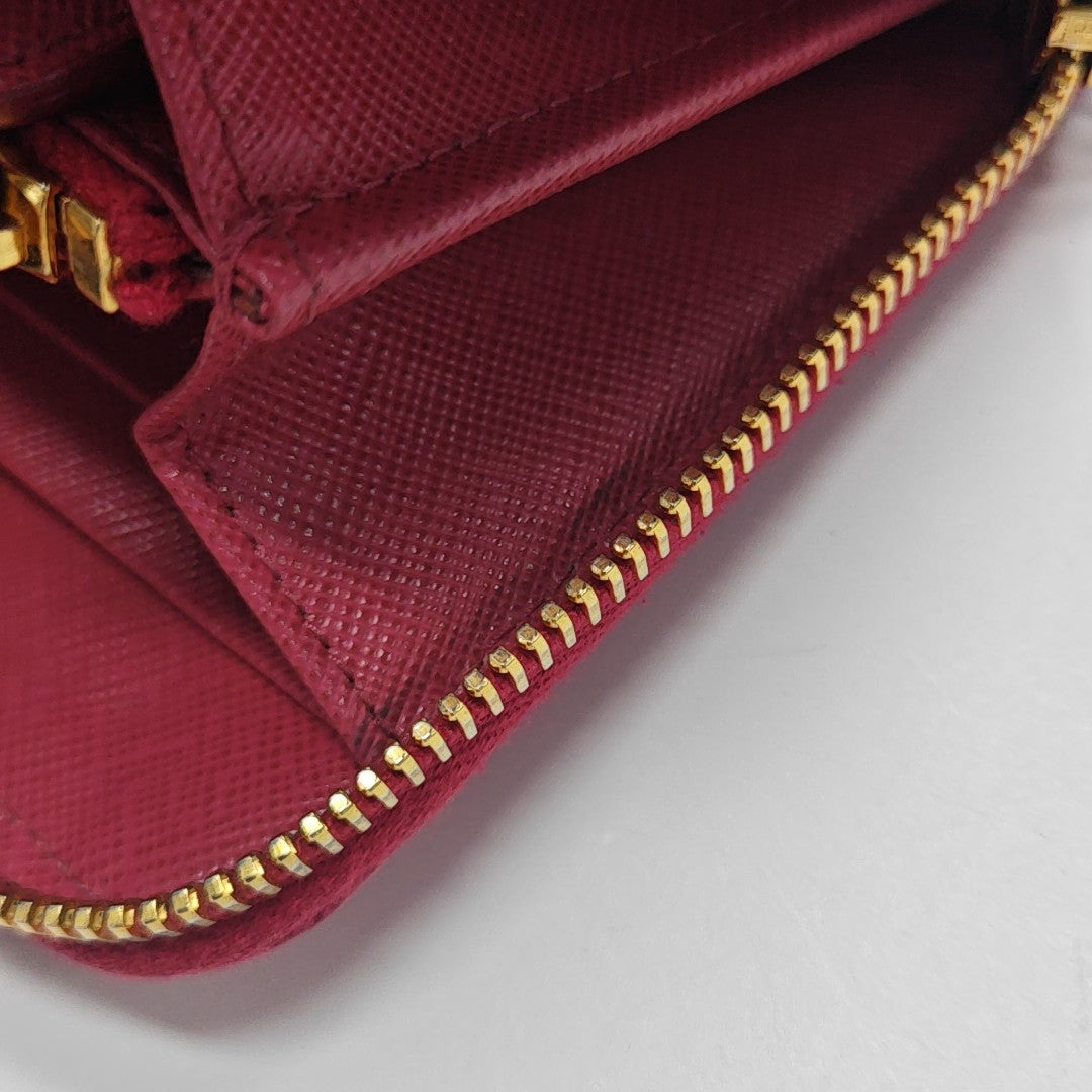 Fiocco Bow Saffiano Calfskin Red Wallet