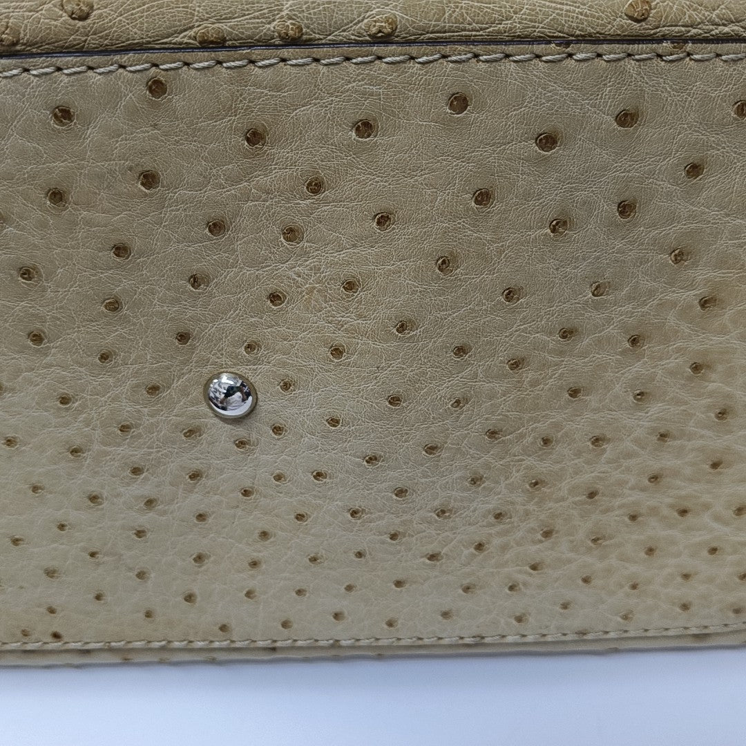 Ostrich Top Handle Bag Beige