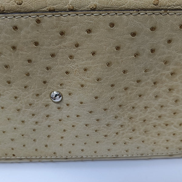 Ostrich Top Handle Bag Beige