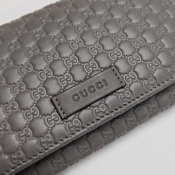 Microguccissima Monogram Calfskin Gray Wallet