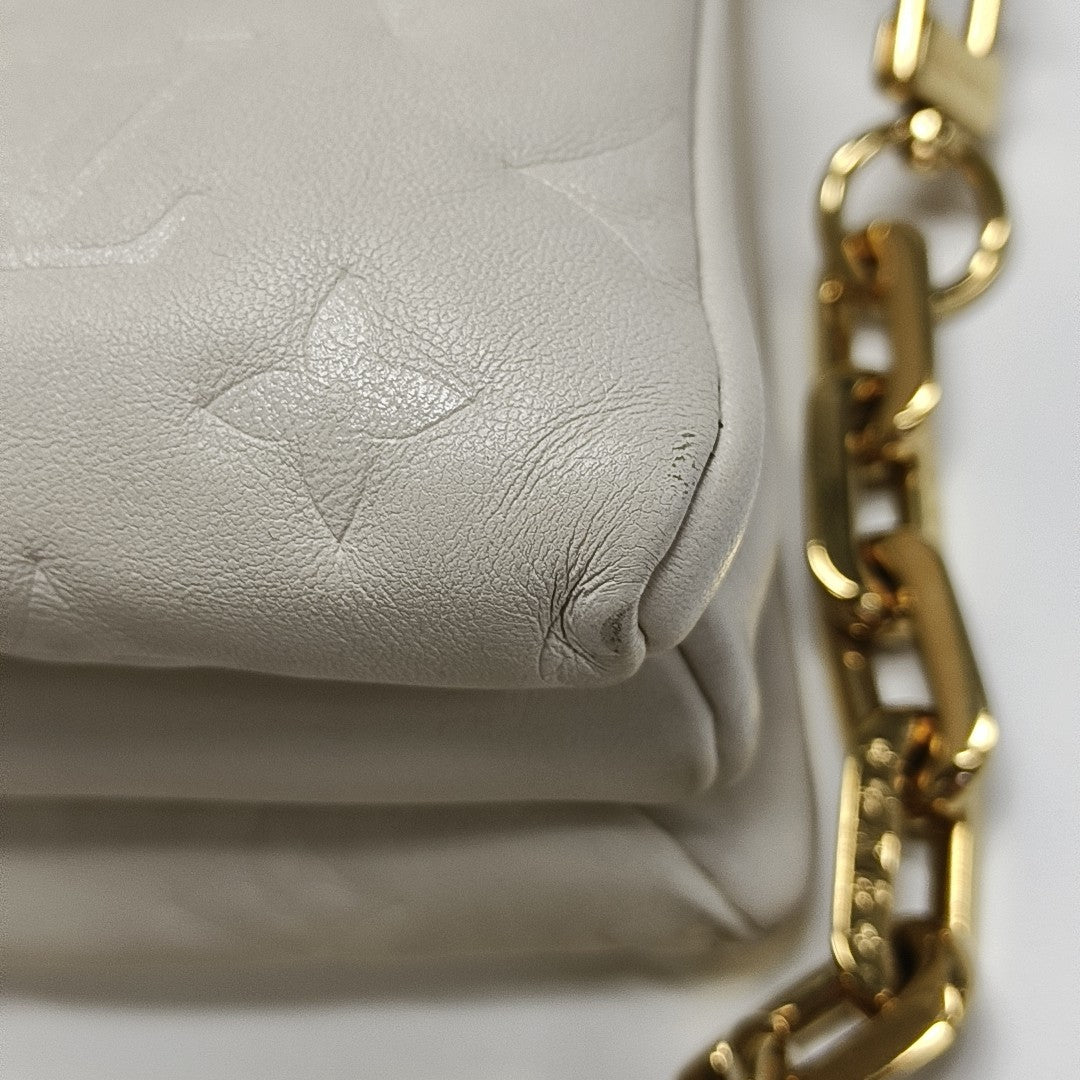 COUSSIN PM Monogram Calfskin White