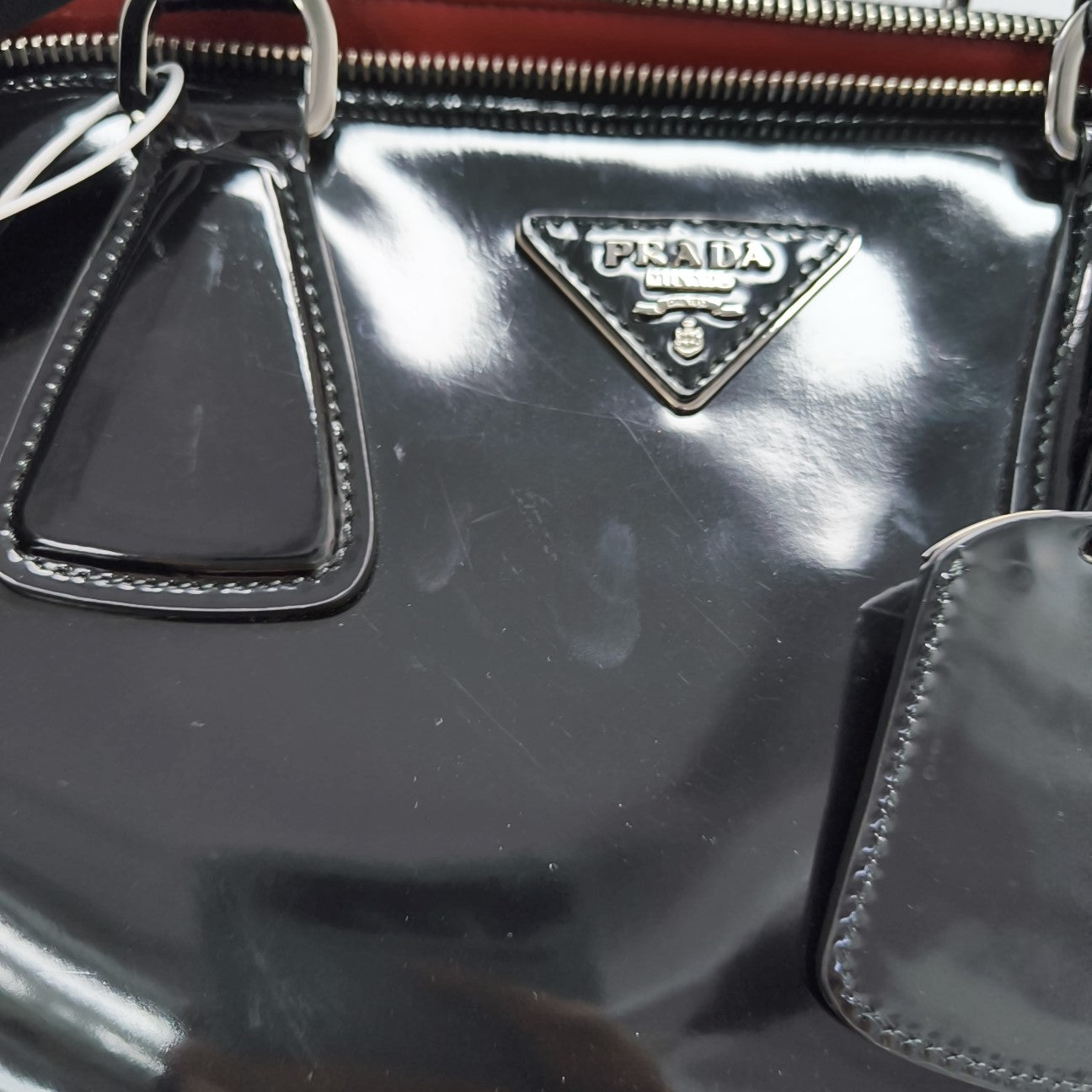 Patent Leather Top Handle Bag Black