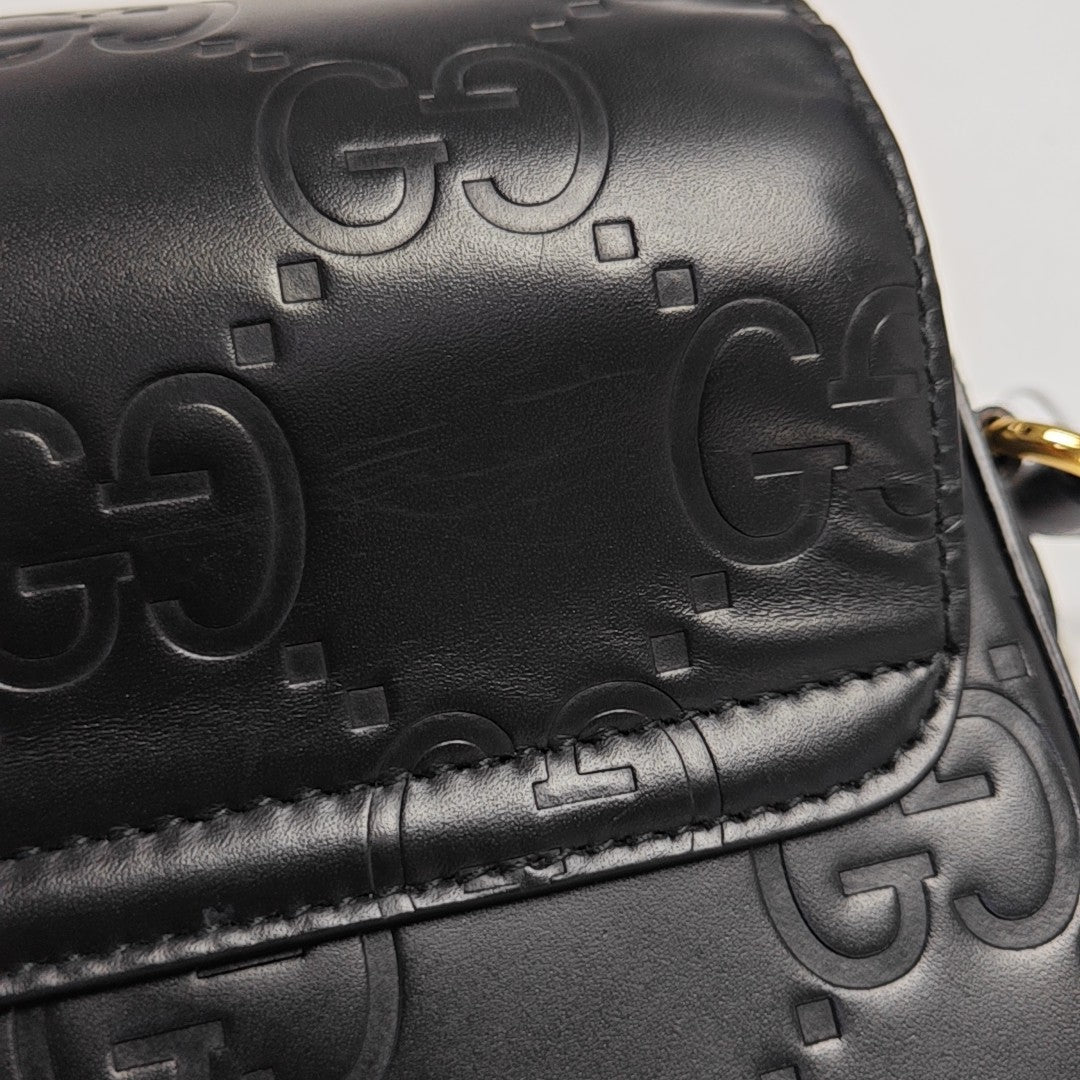 Monogram Calfskin Shoulder Bag Mini Black