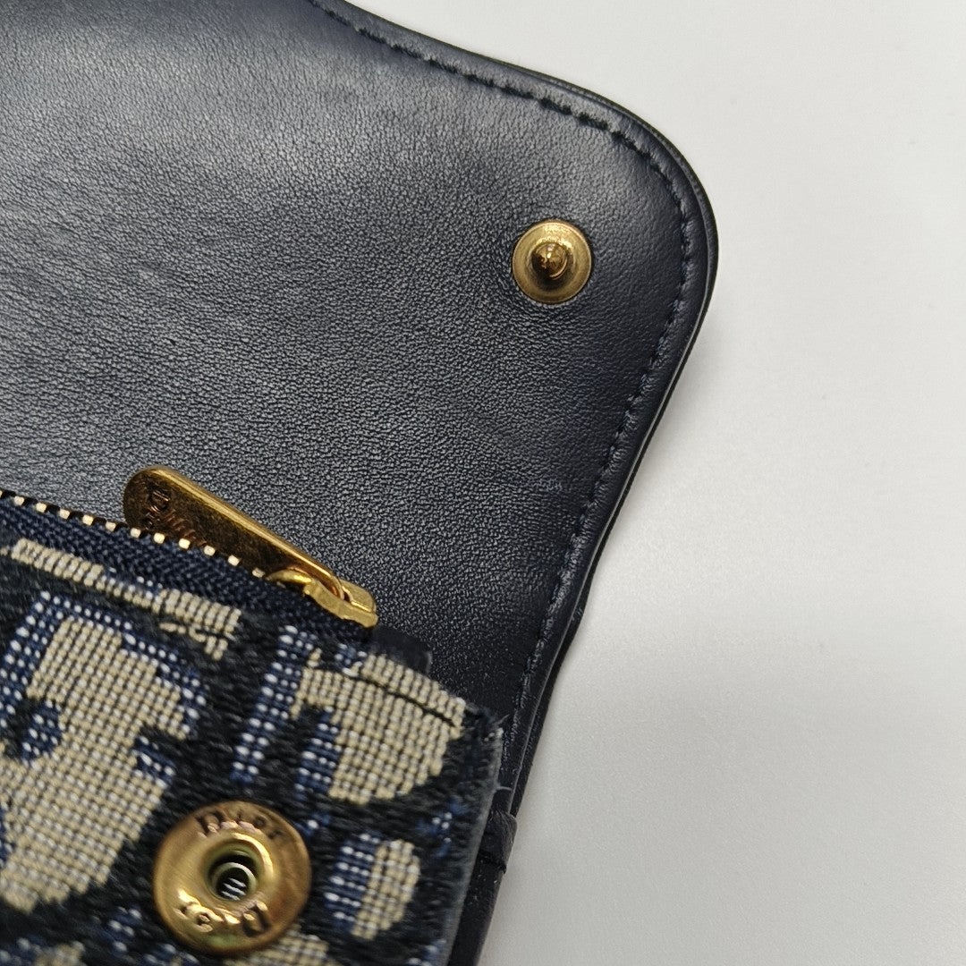 Saddle Mini Oblique Canvas Blue Wallet