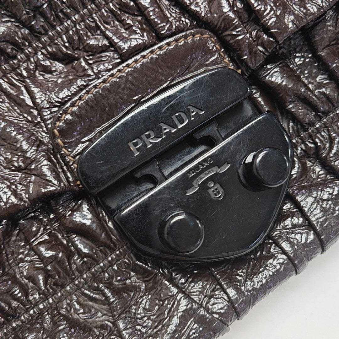 Quilted Lambskin Shoulder Bag Brown