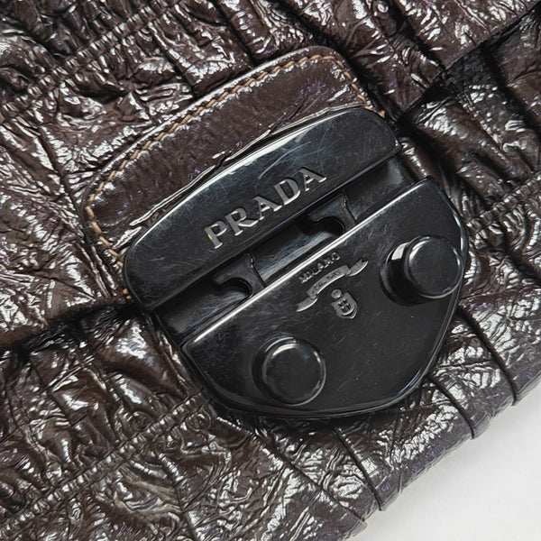 Quilted Lambskin Shoulder Bag Brown