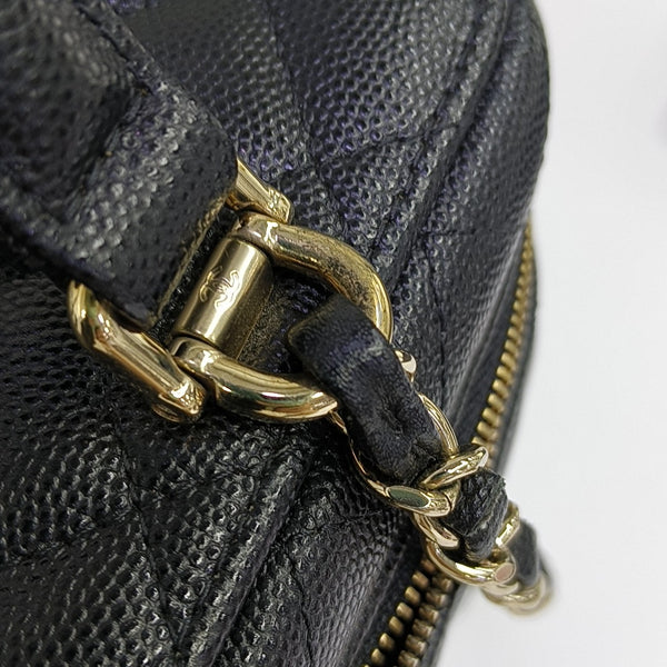 TRENDY CC Quilted Grained Calfskin Black