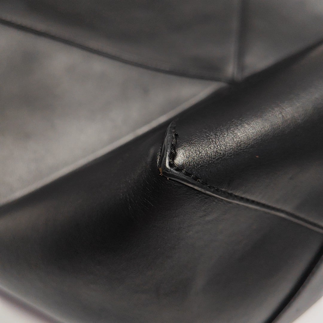 Puzzle Fold Medium Quilted Calfskin Black