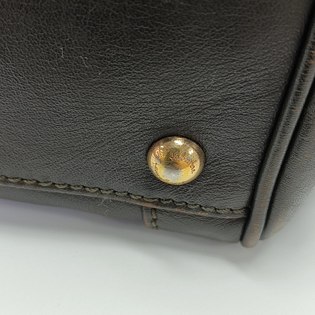 Calfskin Top Handle Bag Brown