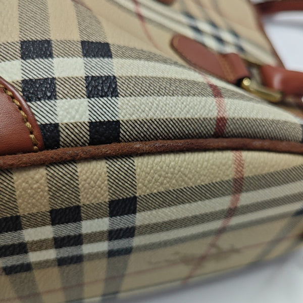 Coated Canvas Top Handle Bag Beige
