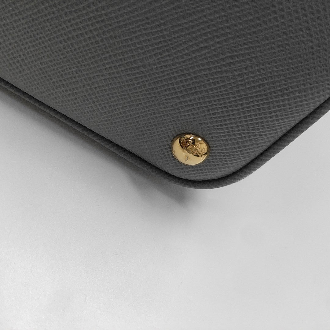Panier Medium Saffiano Calfskin Gray