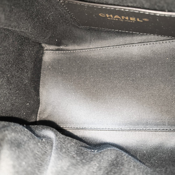CHANEL 25 Small Quilted Denim Black