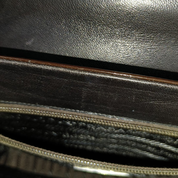 Patent Leather Top Handle Bag Brown