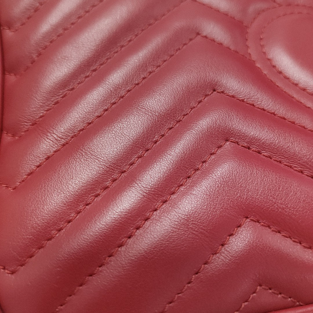 GG Marmont Medium Quilted Calfskin Red